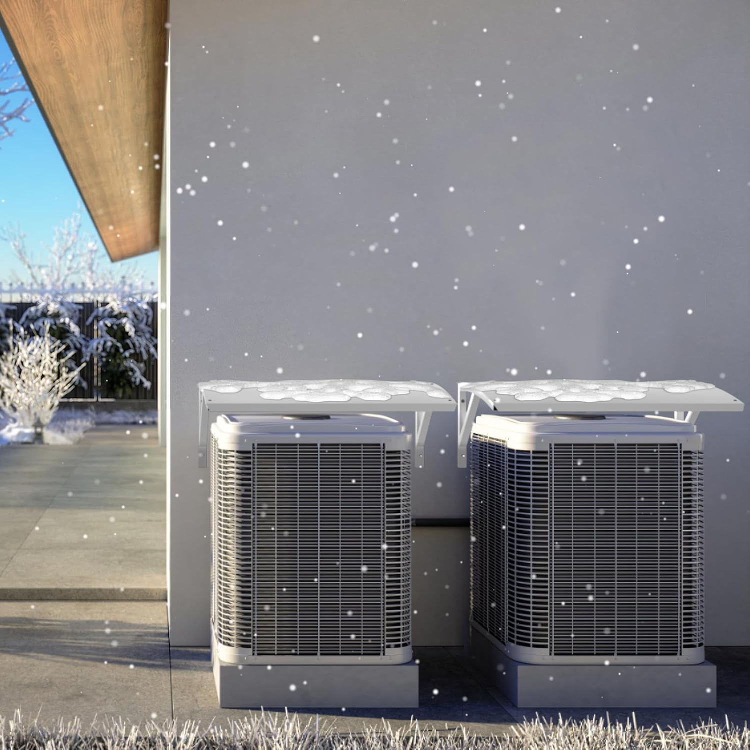 92CM Klimaanlage Abdeckung für Außengeräte, Vordach Terrasse UV Regen Schnee Sonnenschutz, Mini Split Wärmepumpen Verkleidung für Kondensator Kompressor, Schutzabdeckung für Außen-AC-Geräte