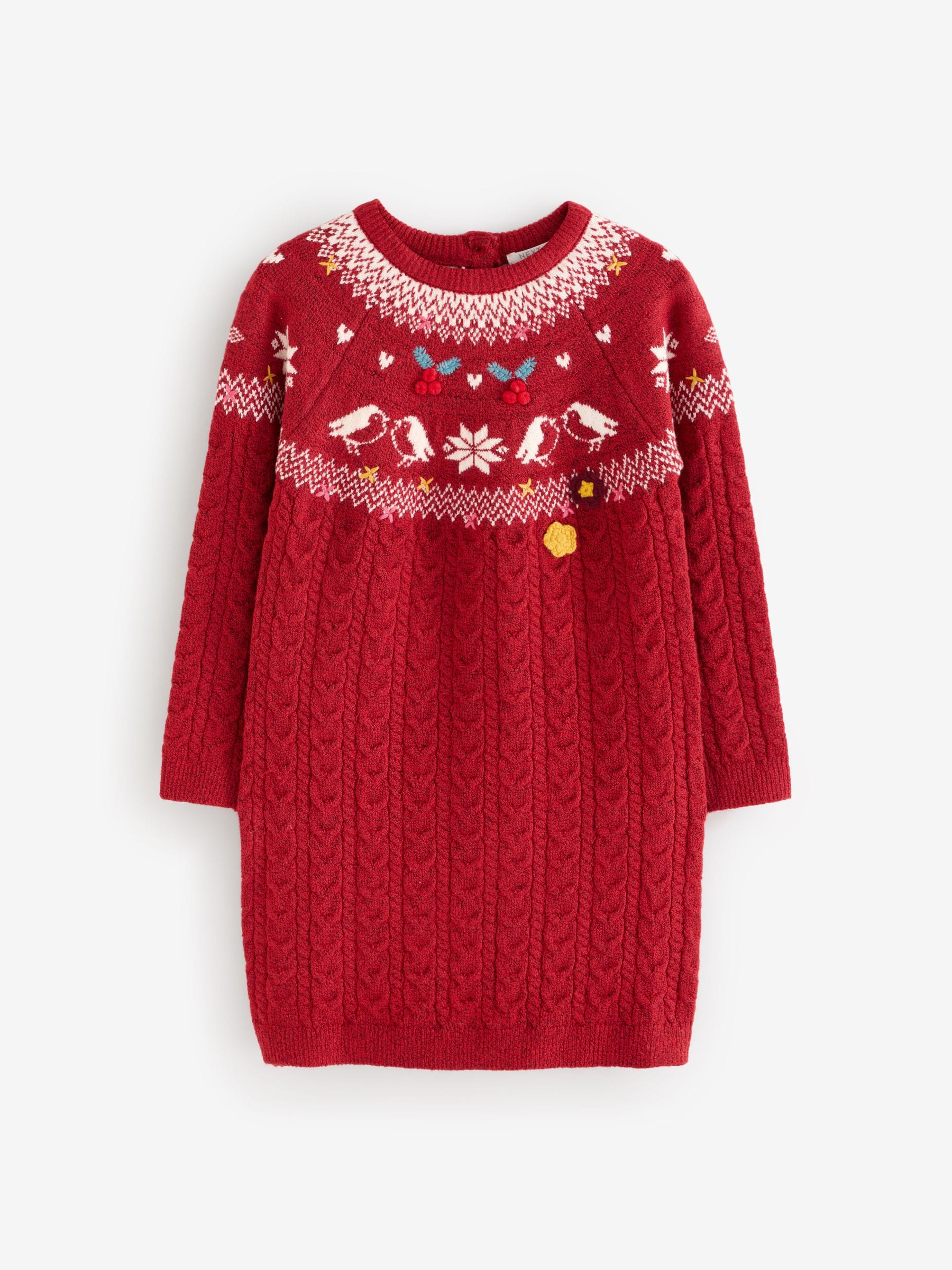 Rood - Kerst-truijurk met fairisle-motief (3 mnd - 7 jr)