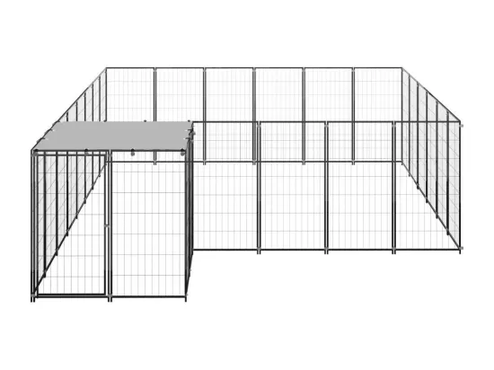 Chenil extérieur cage enclos noire 440 x 330 x 110 cm 02_0000493