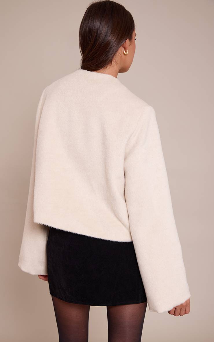 Crème Veste Cintrée En Laine Brossée À Simple Boutonnage