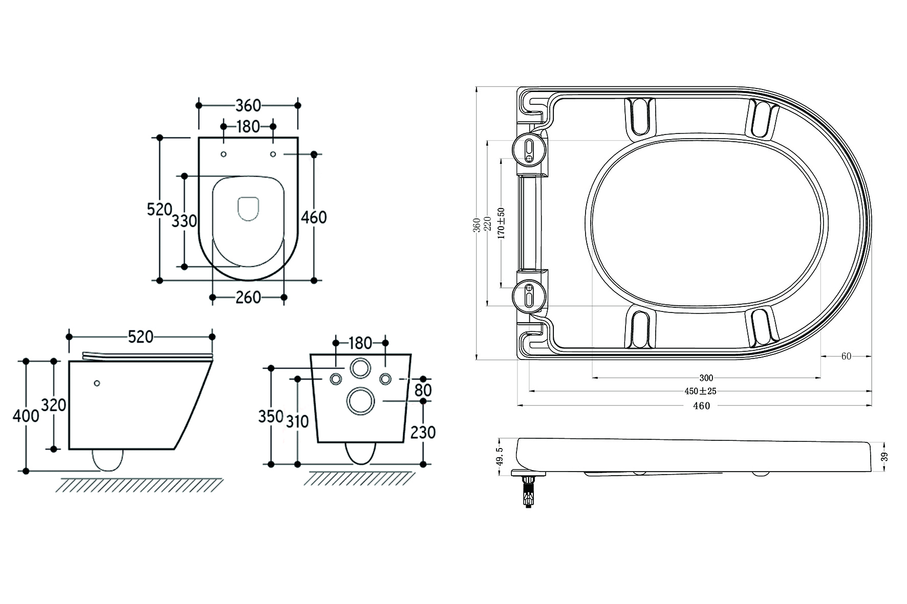 Mueller Afesta randloos toiletpot met bidetsproeier warm/koud en softclose zitting wit glans