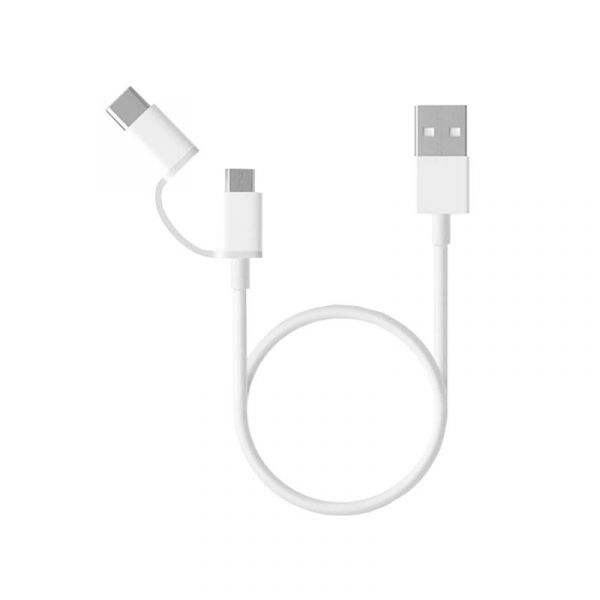 Xiaomi Cabo Mi Charging 2 em 1 Micro USB para Type-C 30cm White - SJV4083TY