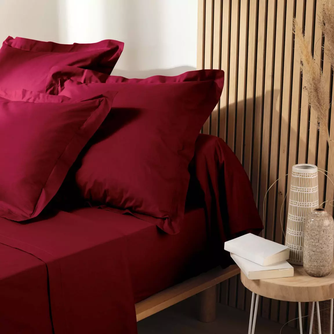 Drap housse coton bio (140 x 190 cm) Biolina Bordeaux