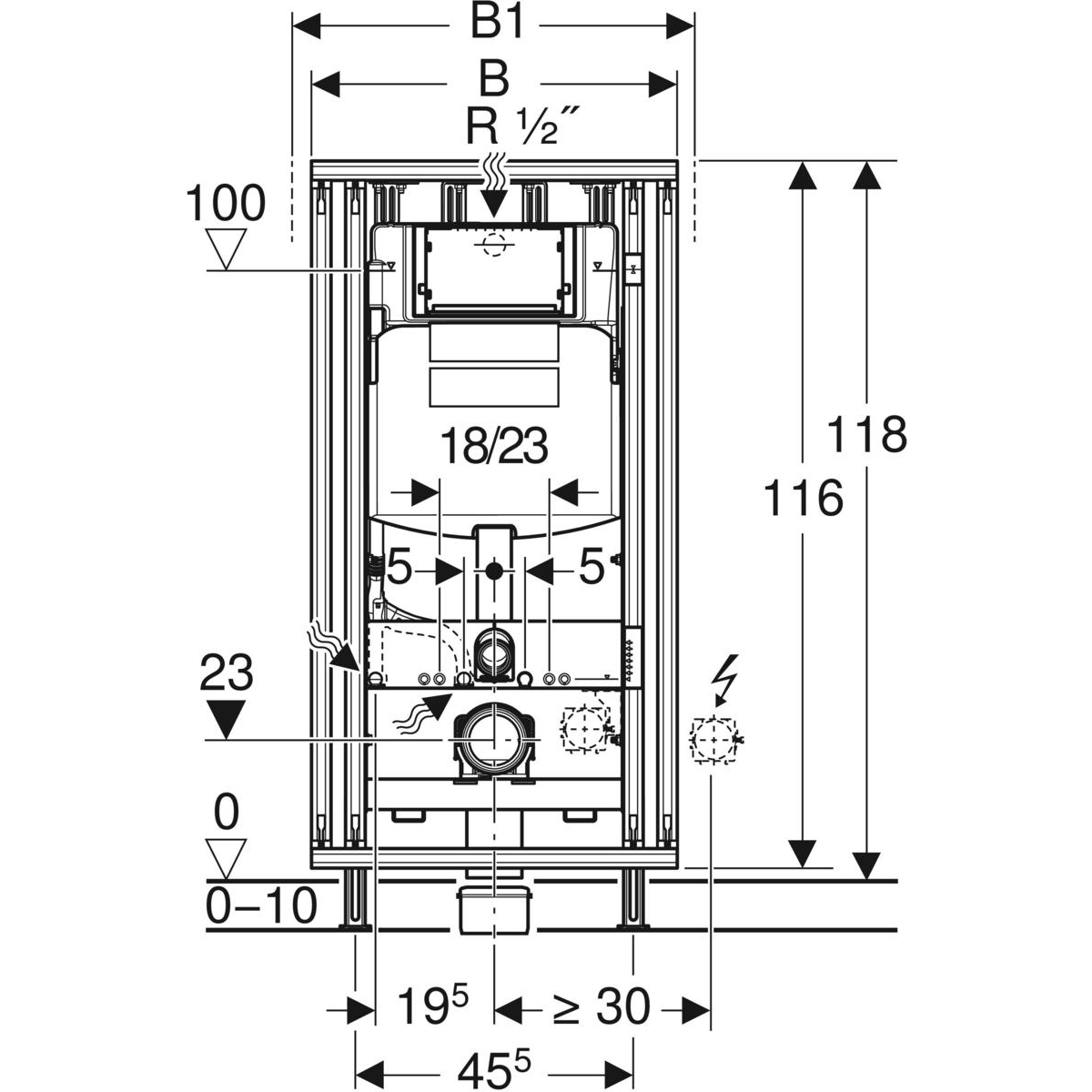 Geberit GISeasy WC-element m. Sigma reservoir UP320 voor hoek montage H120cm m. frontbediening