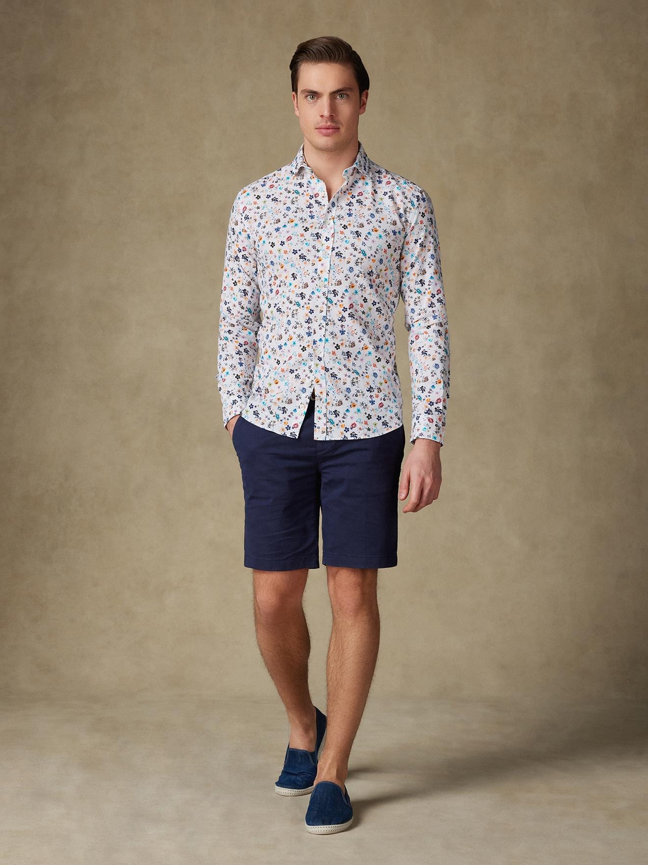 Chemise Sean en lin à motif floral