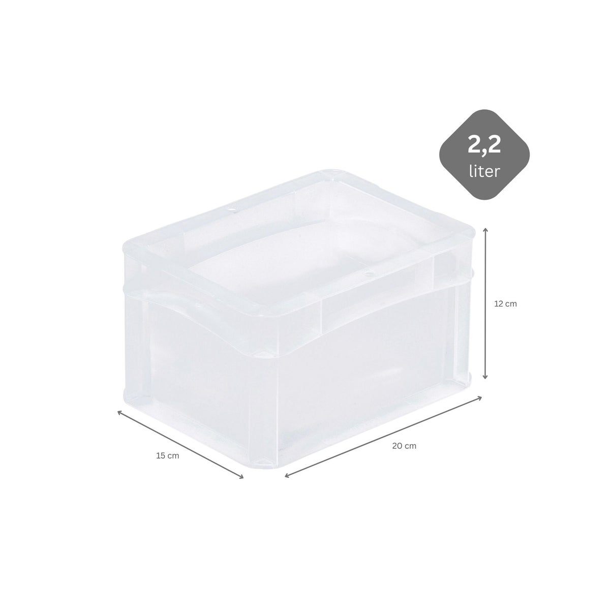 PROREGAL Transparante Eurobox BasicLine Met Gesloten Handvat HxBxD 12 x 15 x 20 cm 2,2 Liter Eurobox Transportbox
