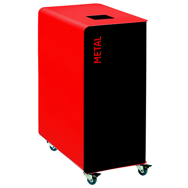 Borne de tri sélectif 90 L support-sac avec roulettes sans serrure - cubatri - tri métal-gris+rouge