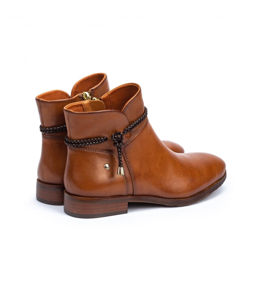 Botas de cano curto Pikolinos Royal W4D-8908 em couro cor conhaque