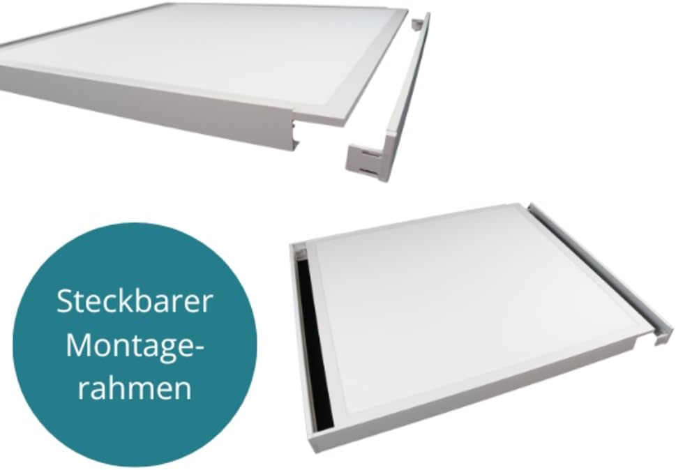 LED Panel, Deckenleuchte, 62x62cm, 3600lm, 4000K, 36W, inkl. Trafo, Rasterleuchten, Einlegeleuchte, Büroleuchten (mit Aufbaurahmen, 6 Stück)