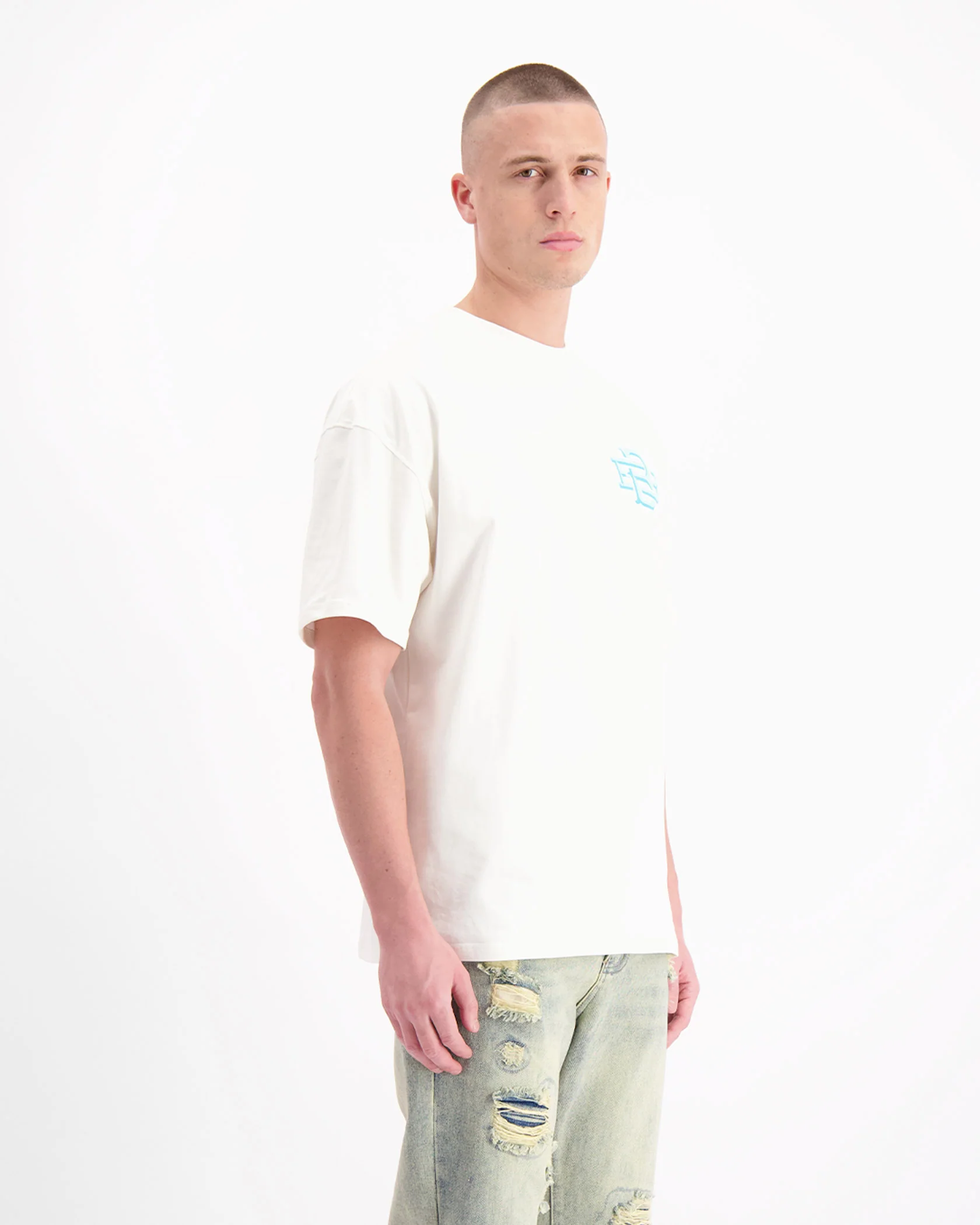 Black Bananas Block Monogram T-Shirt Heren Wit