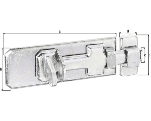 Veiligheidsgrendelslot met vlakke handgreep en beugel, 140 x 55 mm, verzinkt, diklaag gepassiveerd