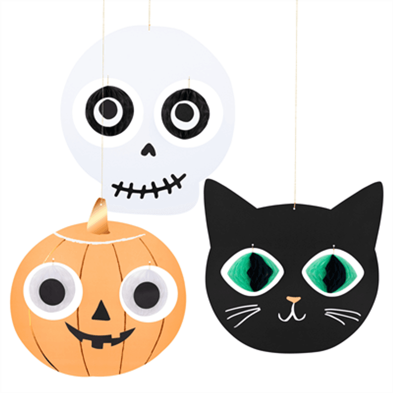 Meri Meri Halloween Hengende Hode Dekorasjon, 3 stk.