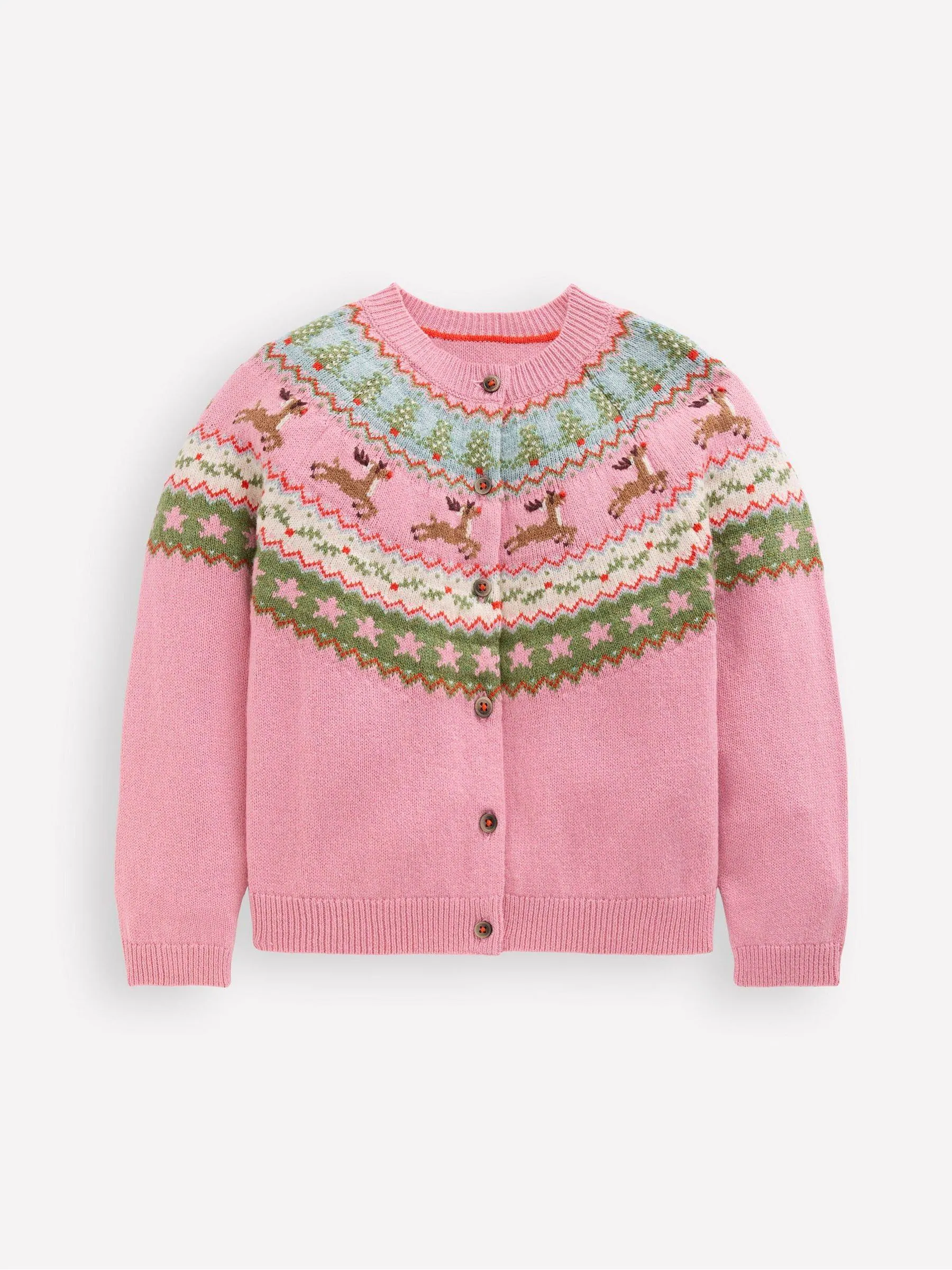 Roze - Boden Edie Fair Isle Kerstmis vest met patroon