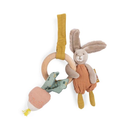 Trois petits lapins Hochet anneau bois   Lapin        de               Moulin Roty