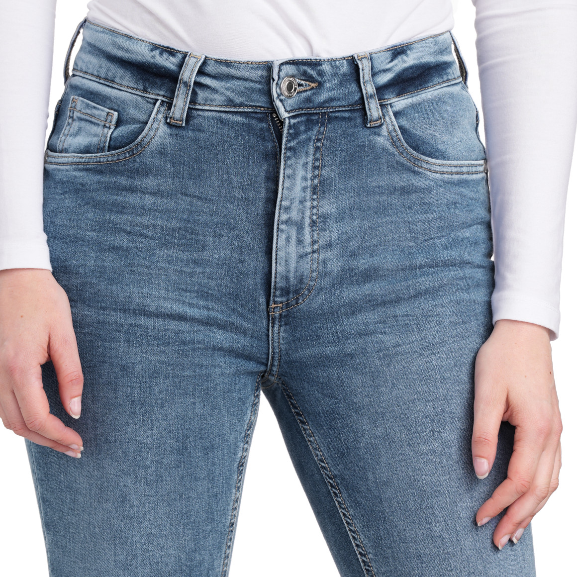 Jonas Nielsen Damen Skinny Jeans mit Used-Waschung hellblau