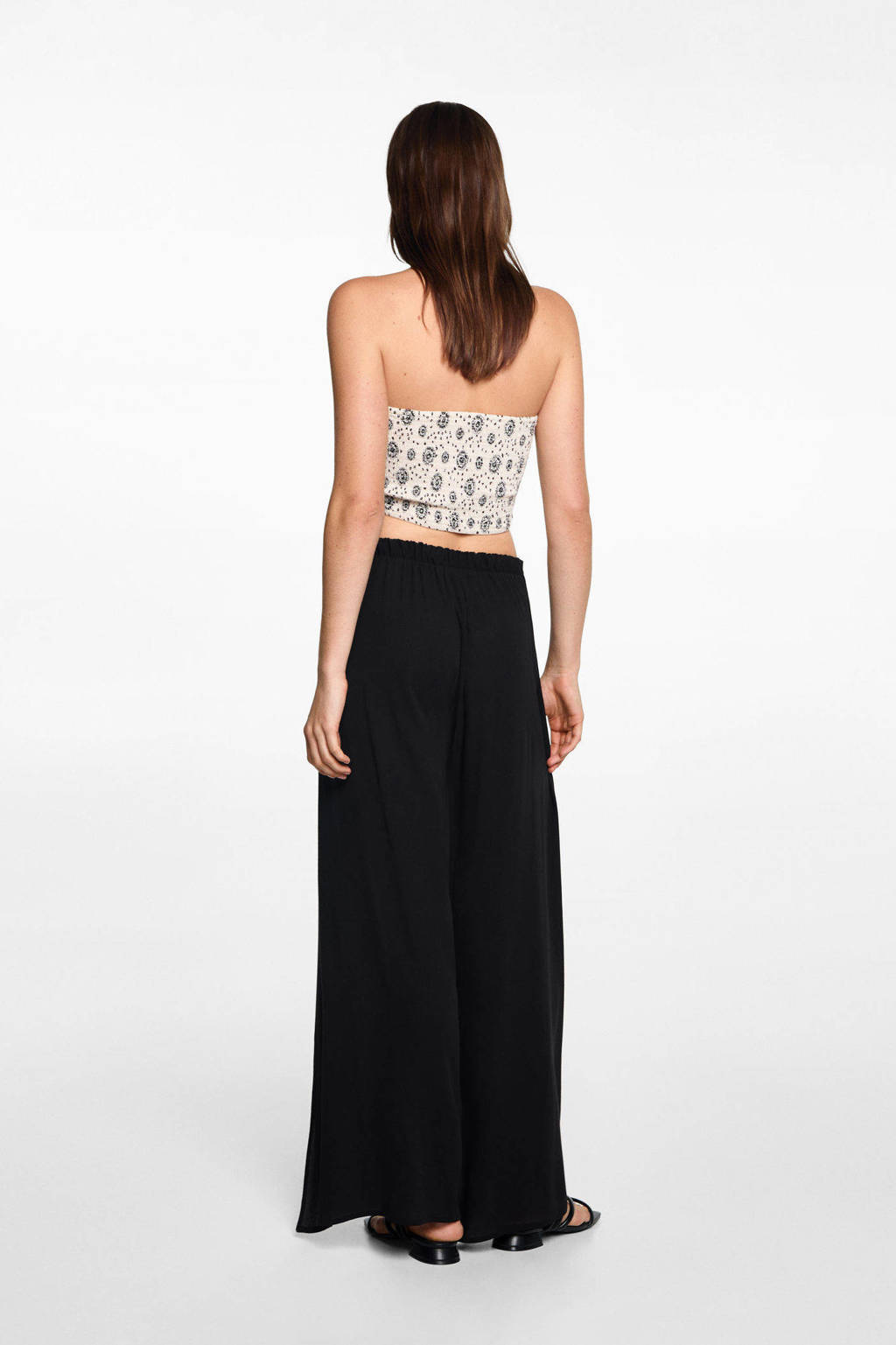 MANGO TEEN wide leg broek zwart