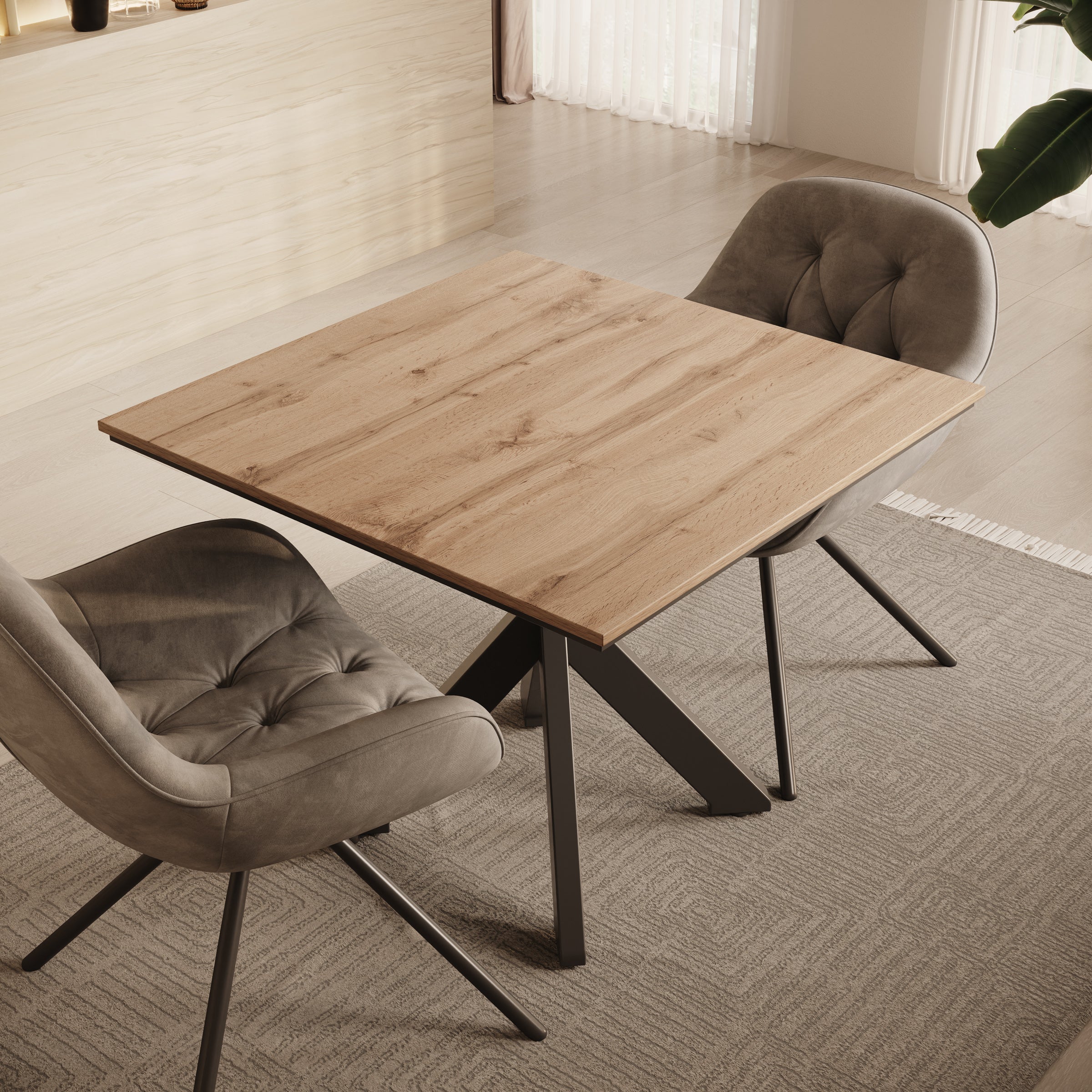 Pacey - Eetkamertafel - Eiken - 90x90x74 cm