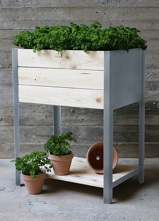 Carré potager bois et zinc galva 36 x 36 x h.72 cm