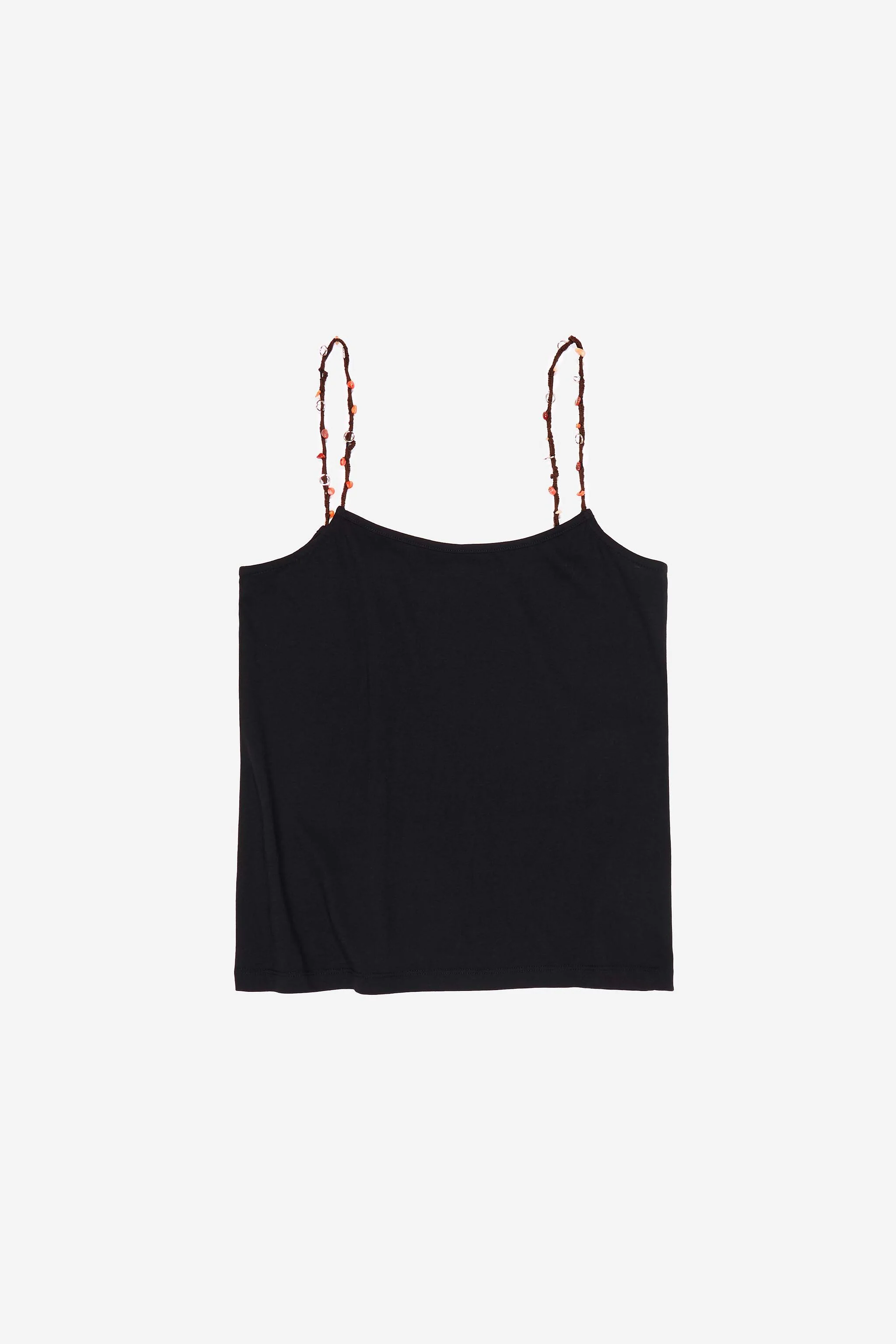 Top preto de alças finas com pedras decorativas