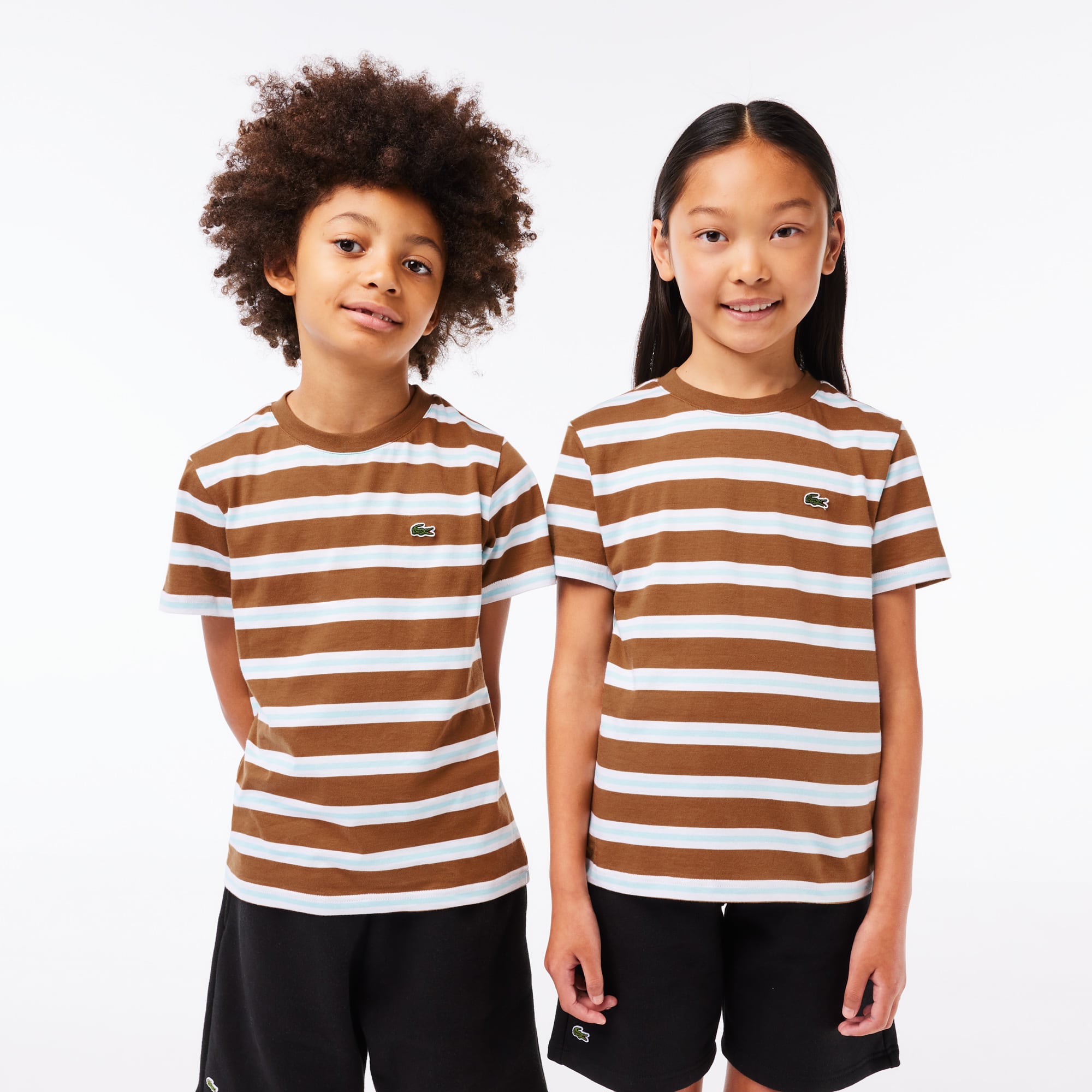 T-shirt enfant Lacoste avec imprimé rayé en jersey de coton T-Shirts & Chemises - Marron - Lacoste - Enfant
