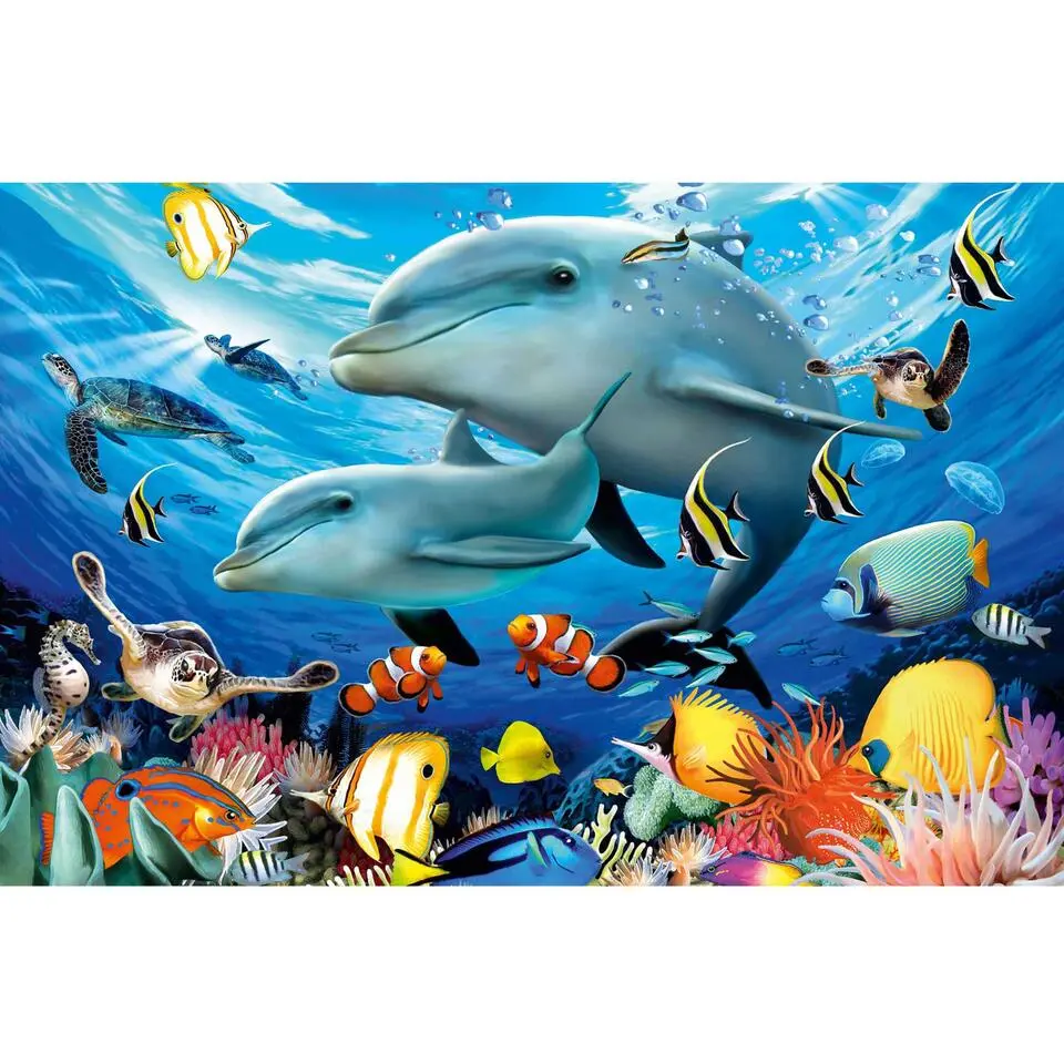 Fotobehang Diep in de zee - 260x384cm - Blauw