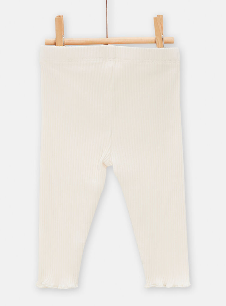 Legging côtelé écru pour bébé fille