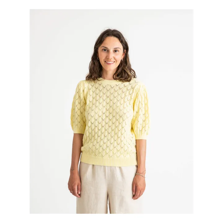 Matona Pull Ajouré Coton Bio | Jaune pâle