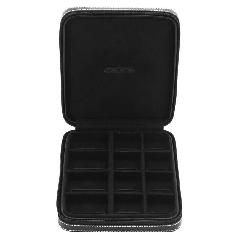 Ecrin 12 boutons de manchette, London, cuir noir