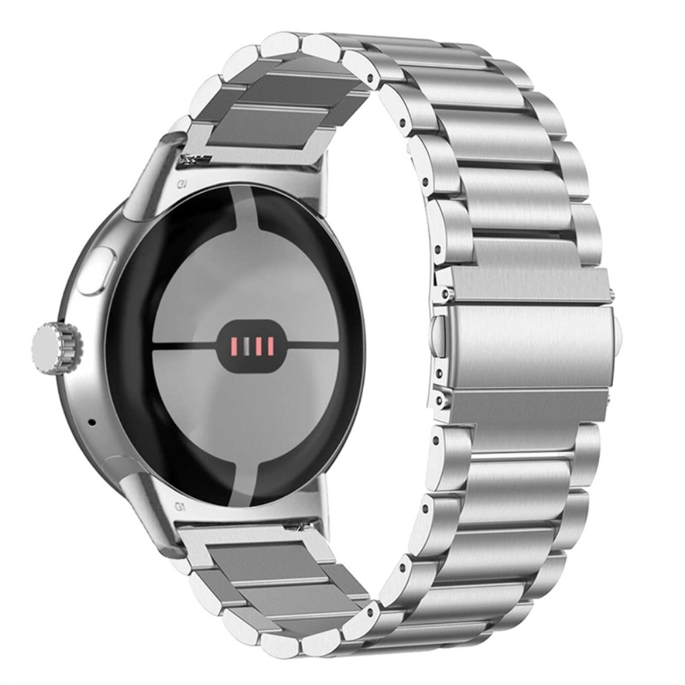 Google Pixel Watch 3 / 2 / 1 Edelstahl Armband mit Butterfly Verschluss - Silber
