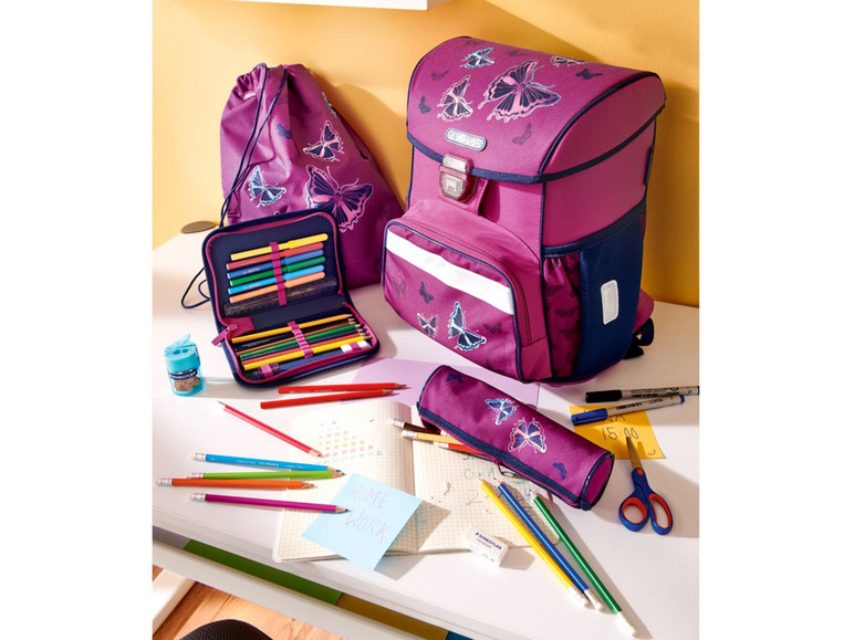 Schooltas met etui, pennenzak en sporttas