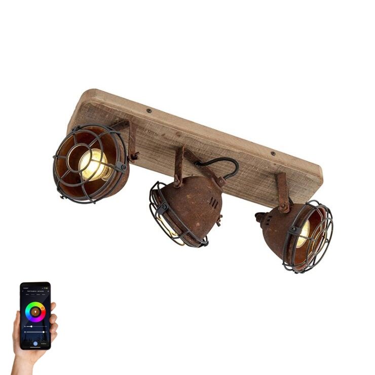 Smart spot roestbruin kantelbaar incl. 3 WiFi GU10 - Gina