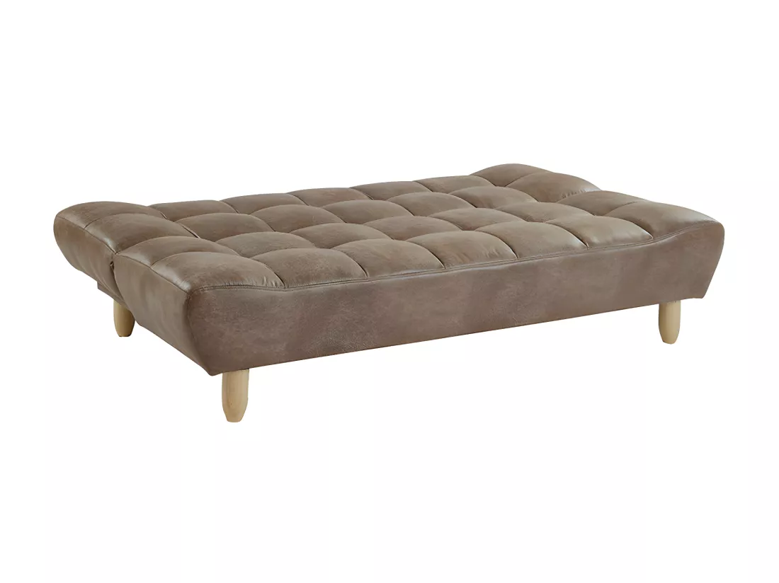 Canapé 3 places convertible clic clac en microfibre vieillie ESTEBAN - Marron vintage
