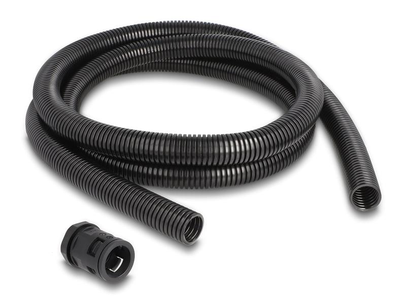 Delock Kabelschlauch 2 m x 21.2 mm Schwarz Delock Kabelschutzschlauch 2 m x 21.2 mm mit PG16 Schlauchverschraubung Set schwarz