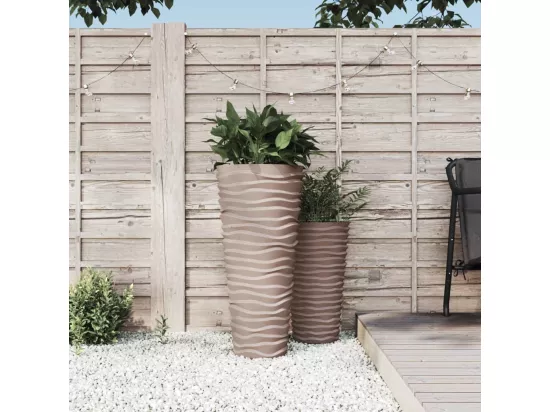 Jardinière et intérieur amovible moka 18/45 L PP aspect rainuré