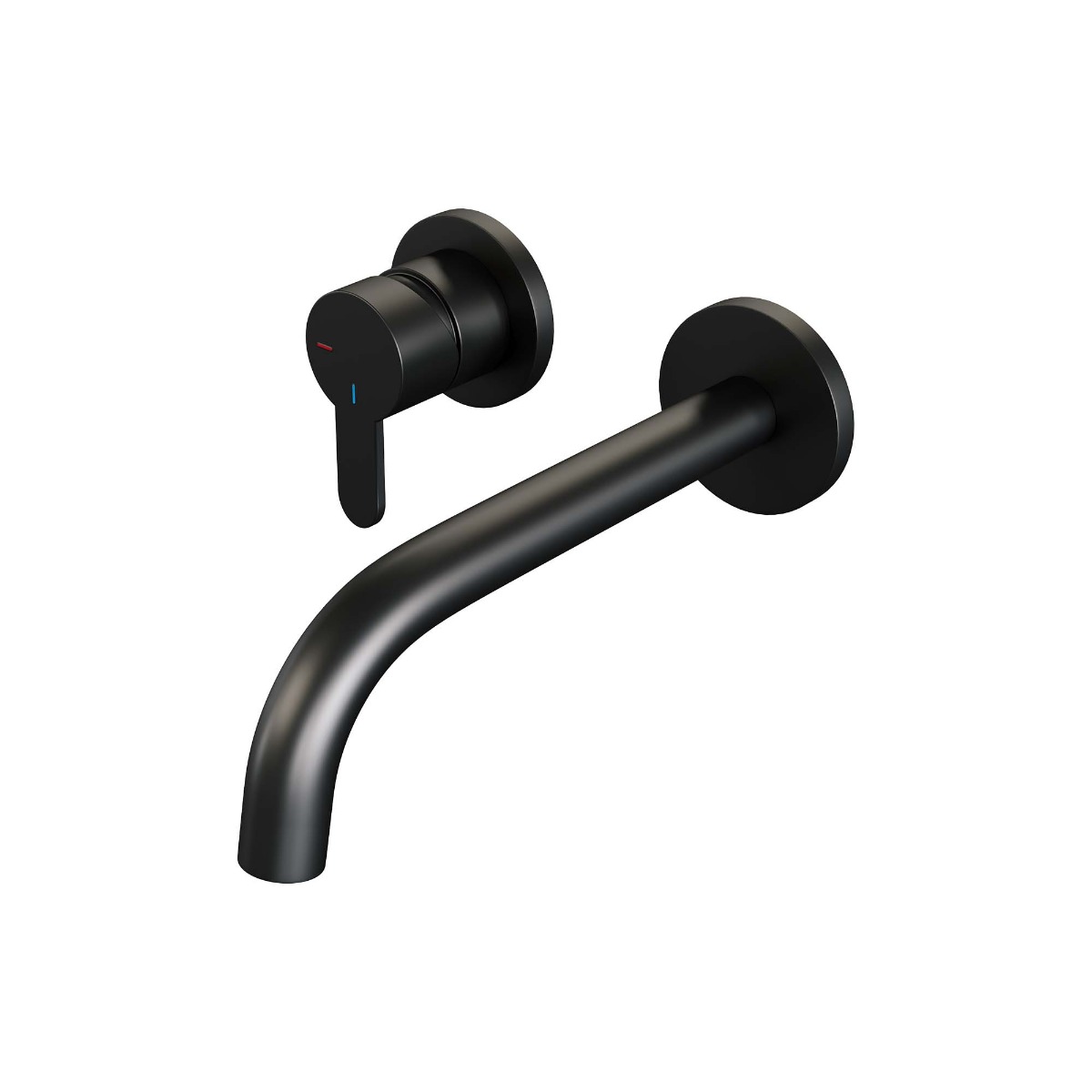 Brauer Black Edition ColdStart wastafelkraan inbouw gebogen uitloop en rozetten model D2 zwart mat