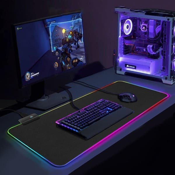 Gaming Musematte med LED-lys - 80x30cm - RGB