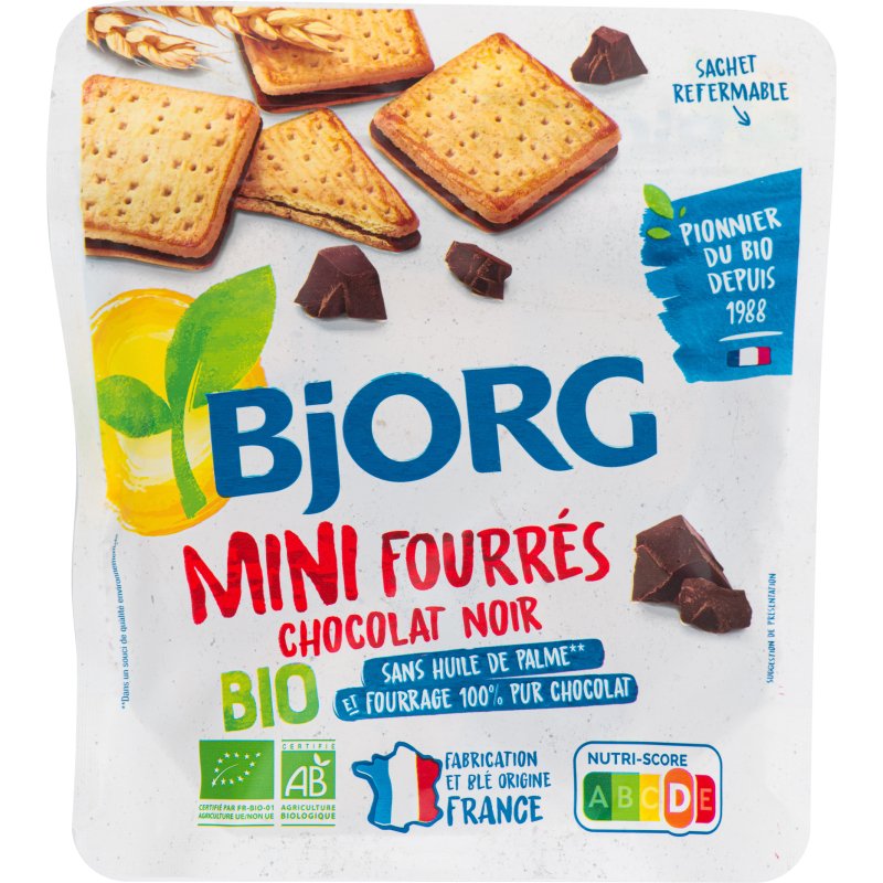 Mini fourrés chocolat noir bio Bjorg - Sachet de 180 g