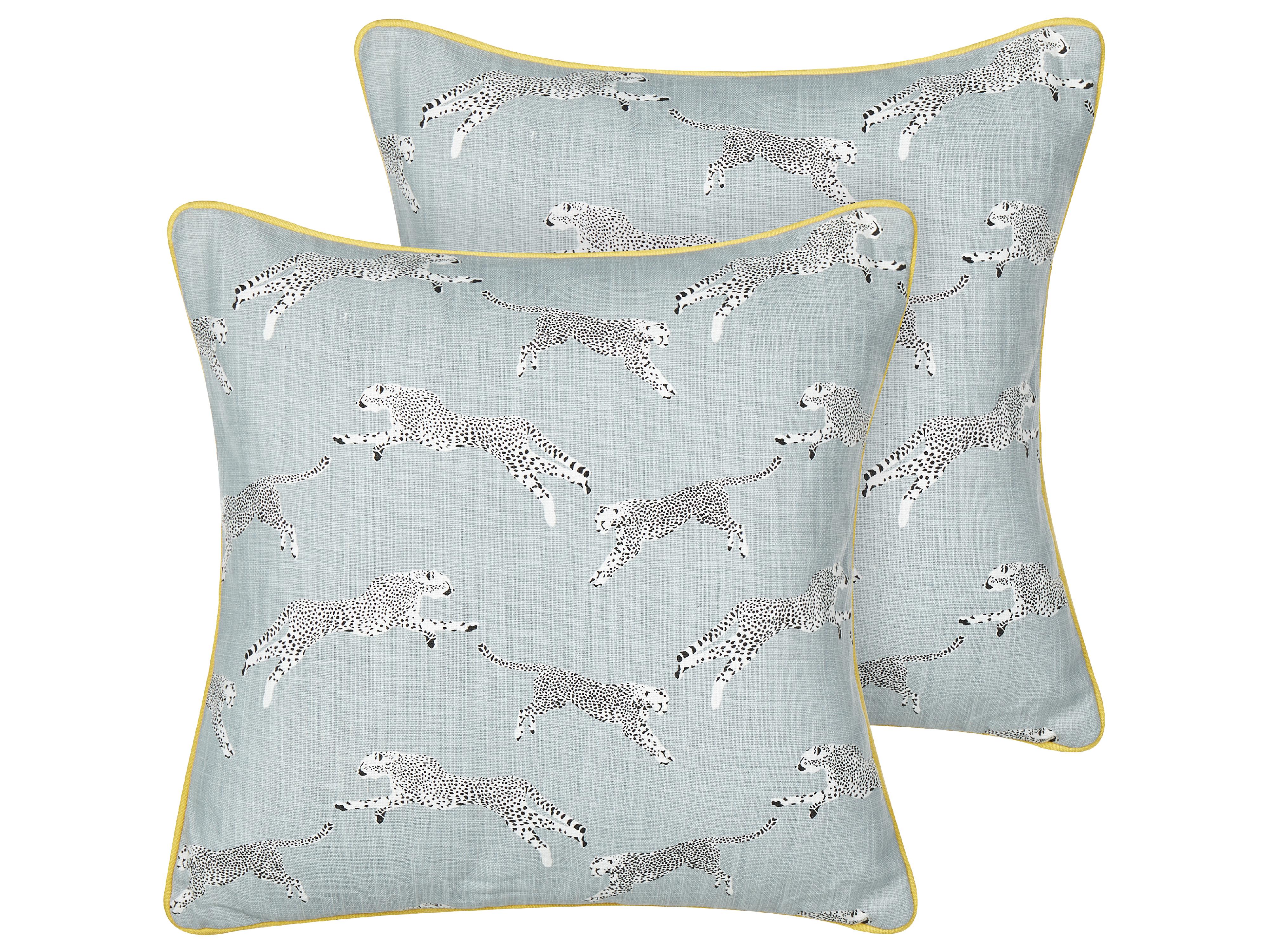 Set van 2 sierkussens ARALES Katoen 45 x 45 cm Lichtgrijs dierenprint