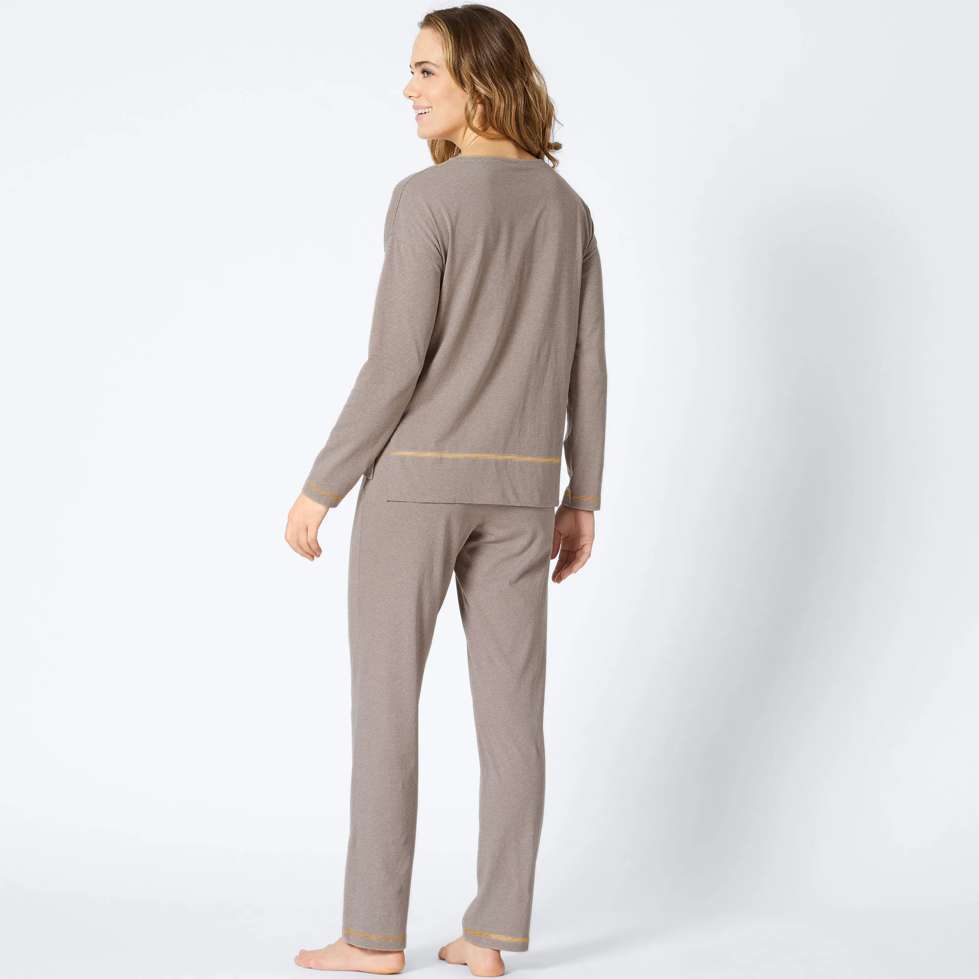 Damen-Schlafanzug mit Ringelmuster, 2-teilig