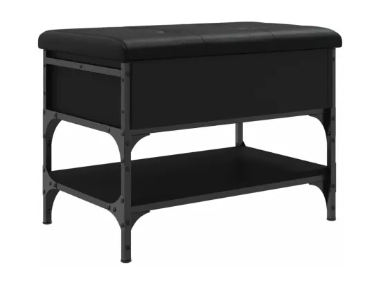 Banc à chaussures noir 62x42x45 cm bois d'ingénierie