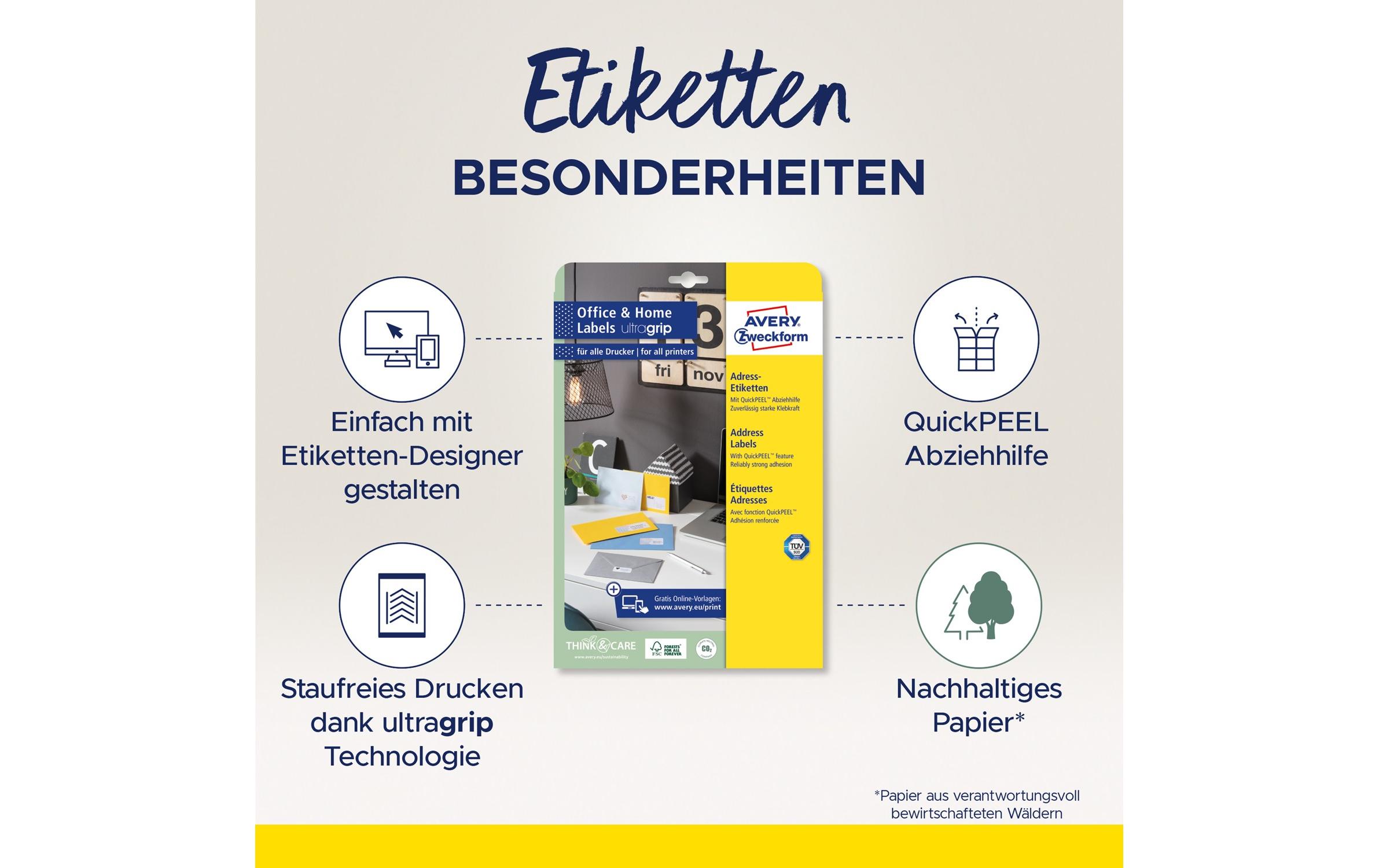 Hinweis-Etiketten Set Ø 63.5 x 38.1 mm, 10 BlattUniverselle Etiketten