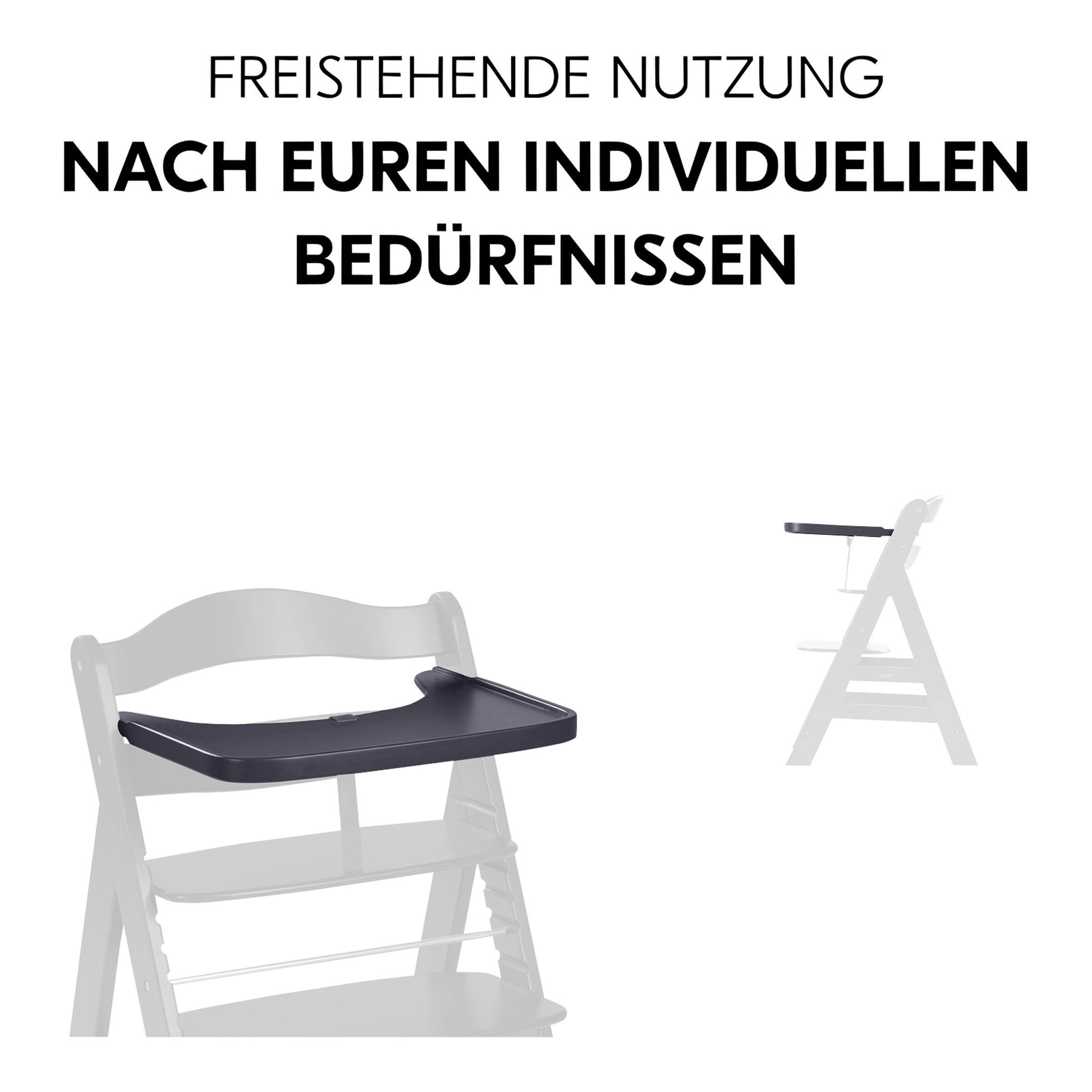 Hauck Hochstuhltisch Alpha Wooden Tray dark grey