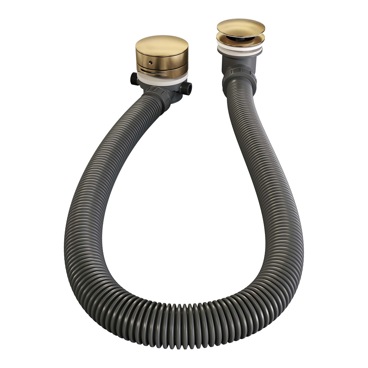 Brauer Stripe inbouw badkraan met drukknoppen, badvulcombinatie en 3 standen handdouche messing geborsteld PVD
