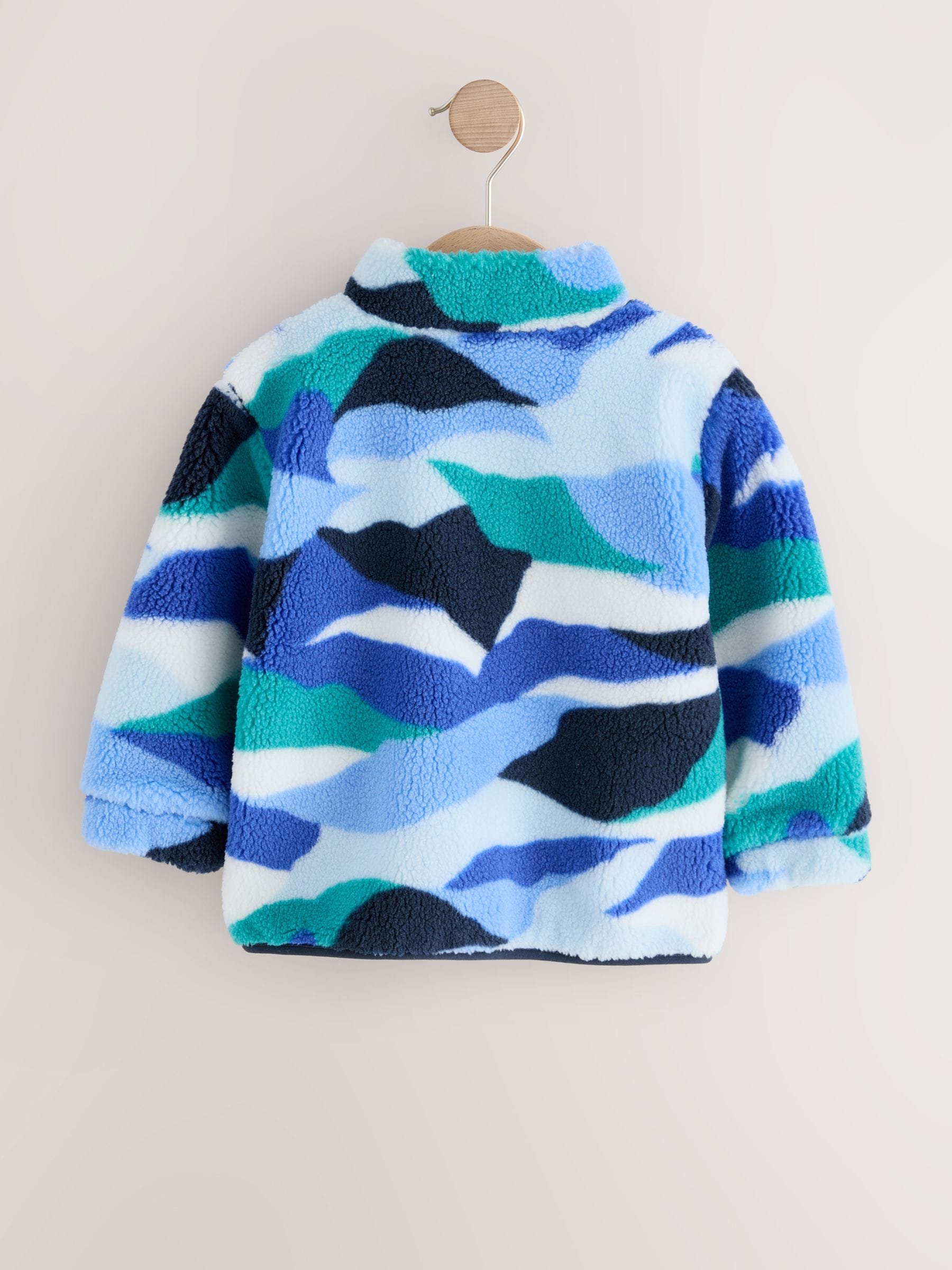 Blauw/wit - Fleece met patroon en ritssluiting (3mnd-7jr)