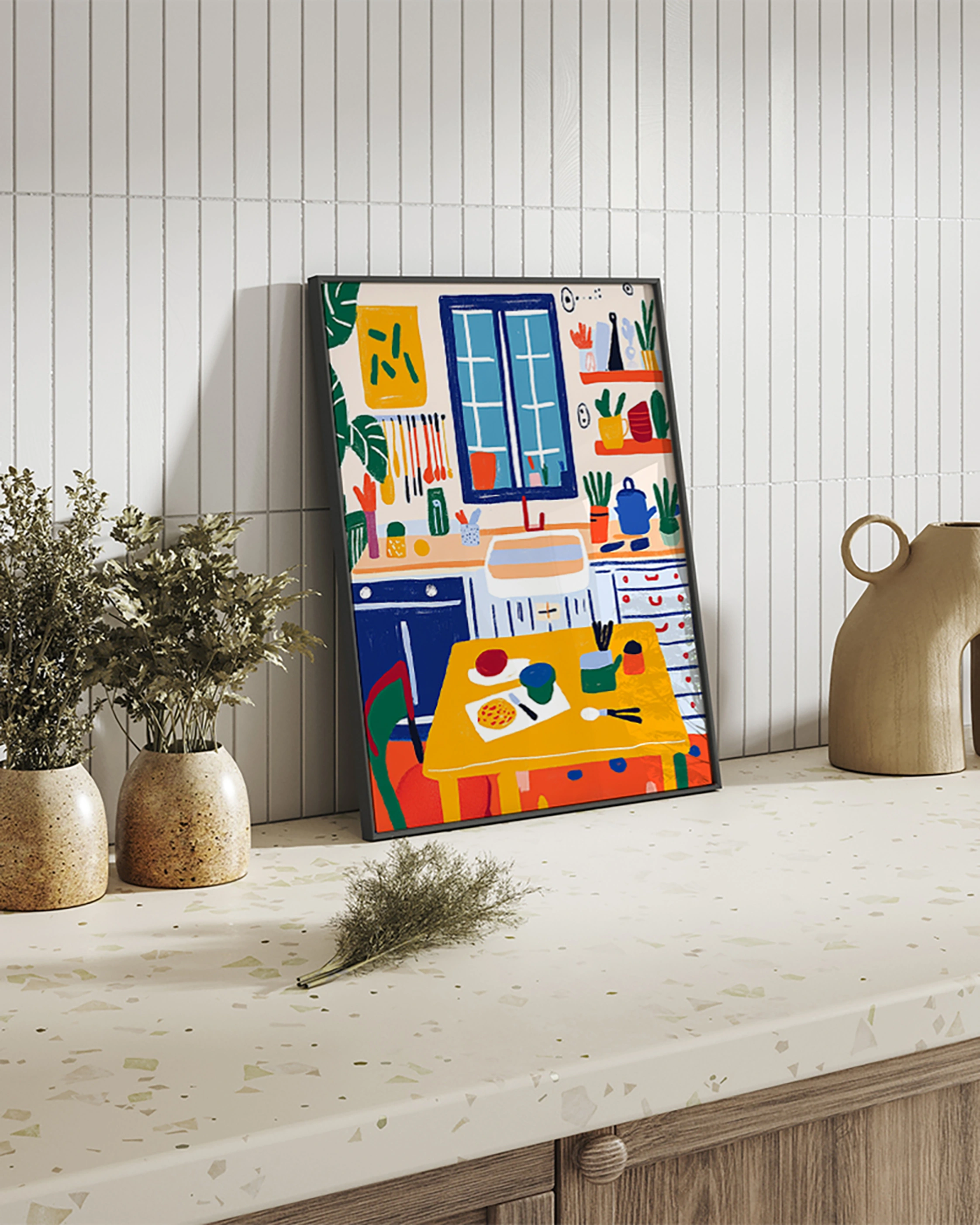 Liv Corday Wandbild BUNTE KÜCHE mit Rahmen