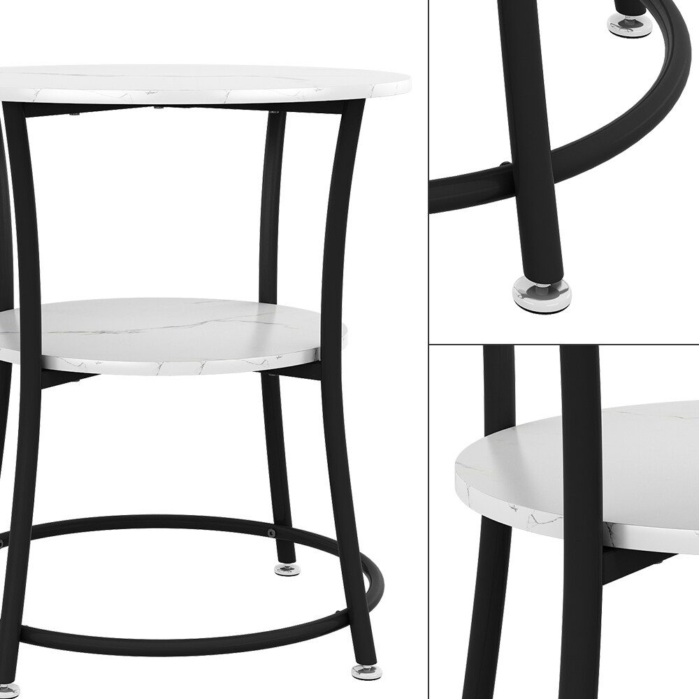 Vicco Couchtisch Quebec Marmor Weiß 50 x 55 cm offene Ablage