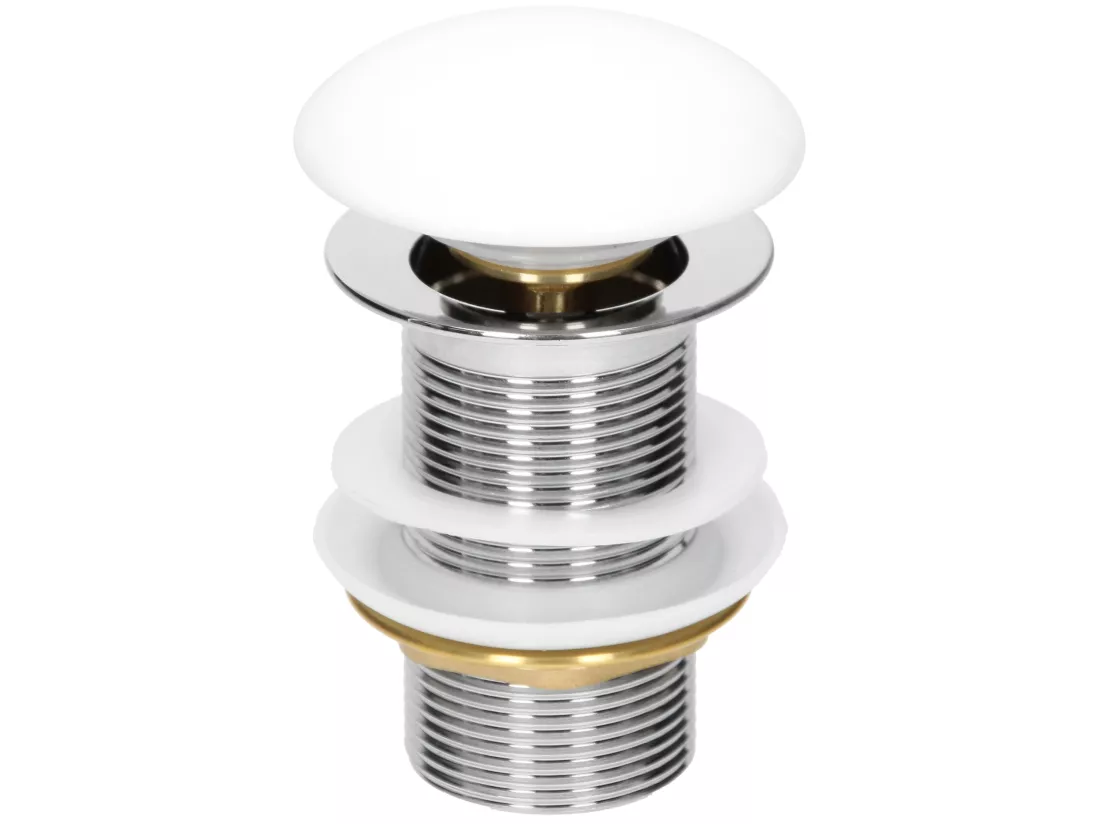 Bonde lavabo sans trop-plein vanne vidange pop up blanc céramique ML-DESIGN