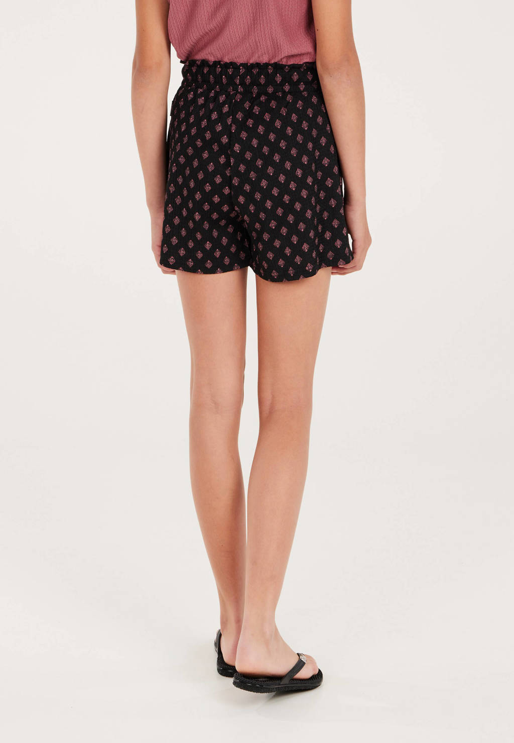 Protest paperbag short met all over print zwart/donkerroze