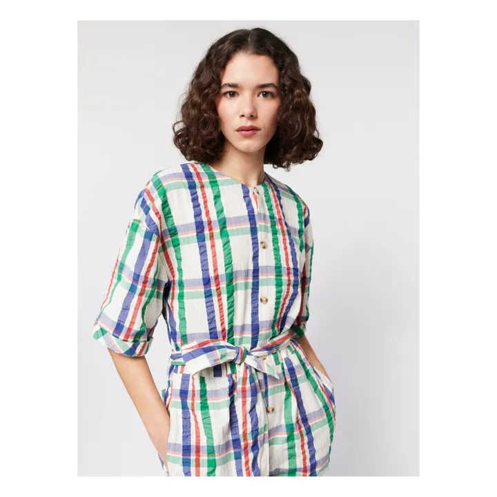 Bobo Choses Combinaison Boutonnés Carreaux Coton - Collection Femme  | Blanc