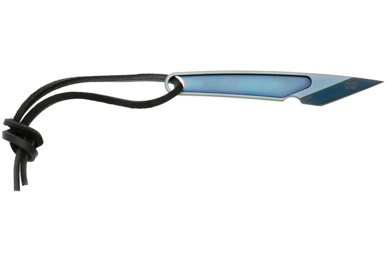 CRKT HangTi Kiridashi 7065 Blue Titanium Nitride Titanium, nekmes, Richard Rogers design